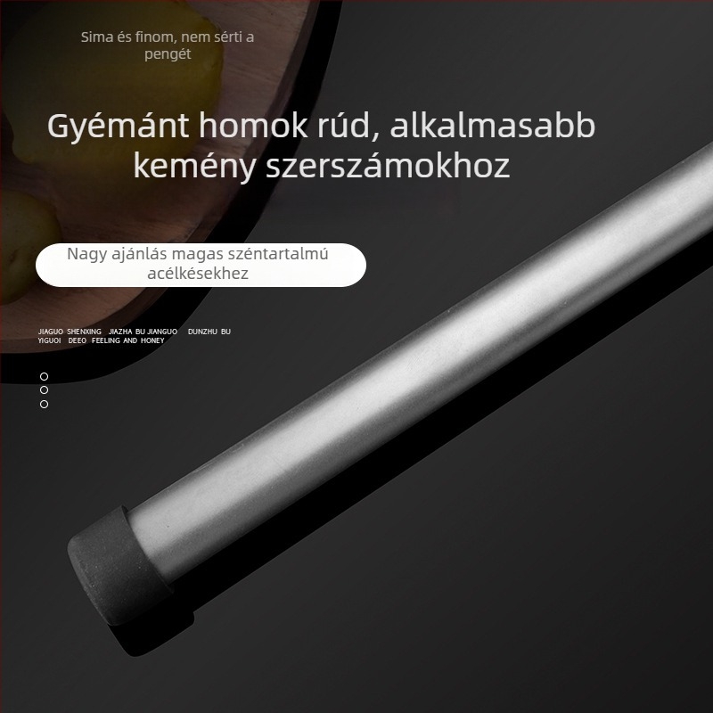 Kézi élező pálca emery-vel és puha gumival, gyors reszeléshez konyhai késekhez, modern minimalista stílus