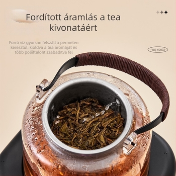 Üvegkannás elektromos teafőző, 1000–1500 W, 1 L alatt, 360° alap, melegen tartó funkció