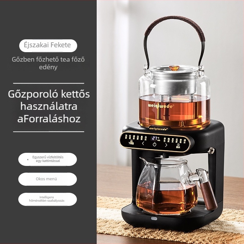 Üvegkannás elektromos teafőző, 1000–1500 W, 1 L alatt, 360° alap, melegen tartó funkció