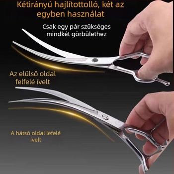 Állatgondozó ollók készlet: egyenes és íves pengével kutya szőrzetének vágásához