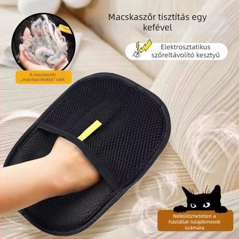 Macskaápolás és masszázs kesztyű, fürdető kesztyű, szőrzet-eltávolító kesztyű