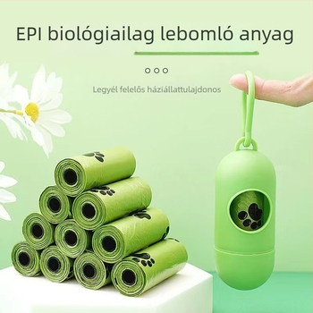 Háziállatok ürülékére szolgáló zacskók lapáttal, biológiailag lebomló, vastagított kivitel, sík szájnyílással, kutya- és macska ürülékhez