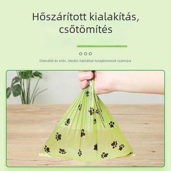 Háziállatok ürülékére szolgáló zacskók lapáttal, biológiailag lebomló, vastagított kivitel, sík szájnyílással, kutya- és macska ürülékhez