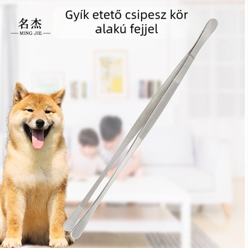 Hosszú nyeletű kutyapiszok-gyűjtő csipesz kerek fejjel, rovarklipsz