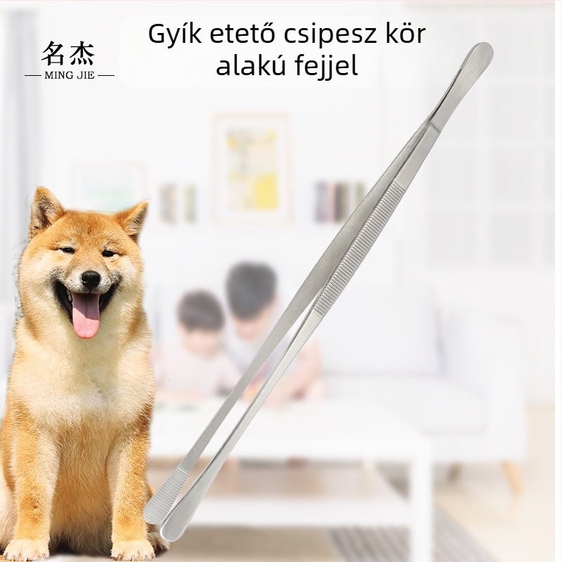 Hosszú nyeletű kutyapiszok-gyűjtő csipesz kerek fejjel, rovarklipsz