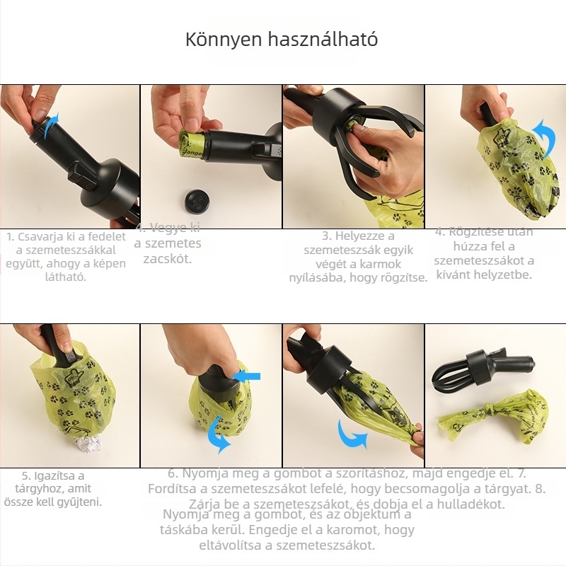 Hordozható műanyag kutyaürülékgyűjtő eszköz zacskókkal – 50 darabos csomag, márka Jiekai Tong