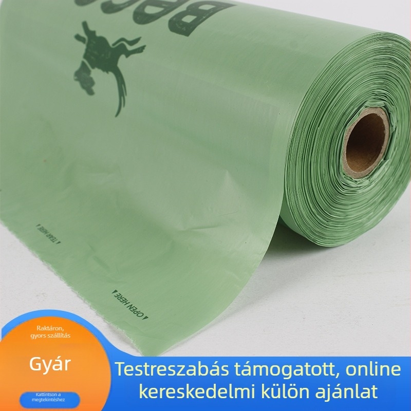 Kutyapiszok zacskók, roll típusú, teljesen biológiailag lebomló anyagból, vastagított, kód P.b.001