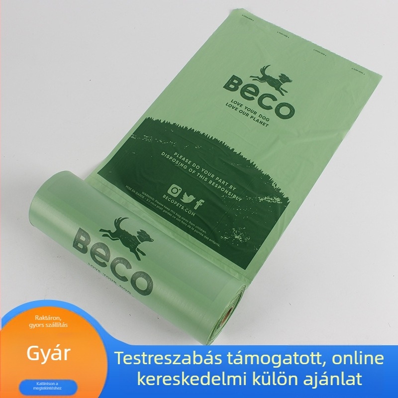 Kutyapiszok zacskók, roll típusú, teljesen biológiailag lebomló anyagból, vastagított, kód P.b.001