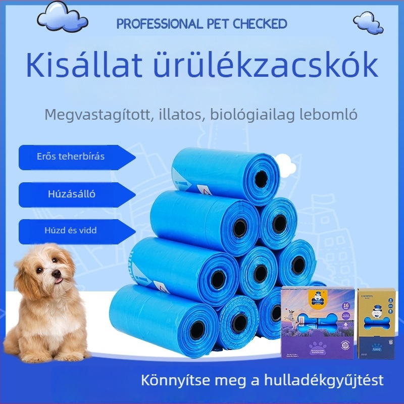 Háziállat ürülék zacskók, kutya- és macska ürülék gyűjtésére, egyszer használatos tisztítási zacskók