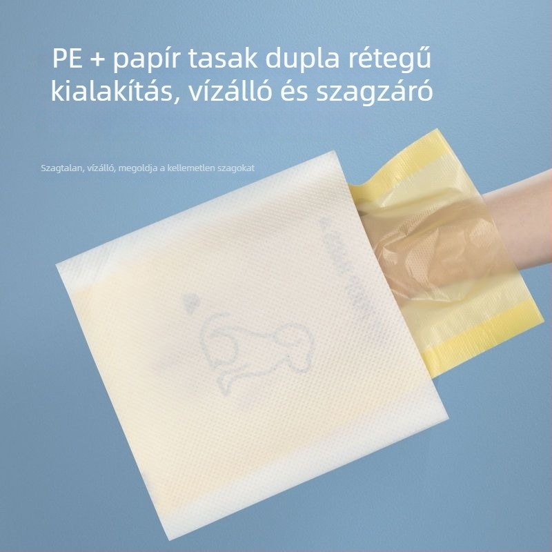 Biológiailag lebomló kétoldalú egyszer használatos kisállat ürülék zacskók szedőeszközzel
