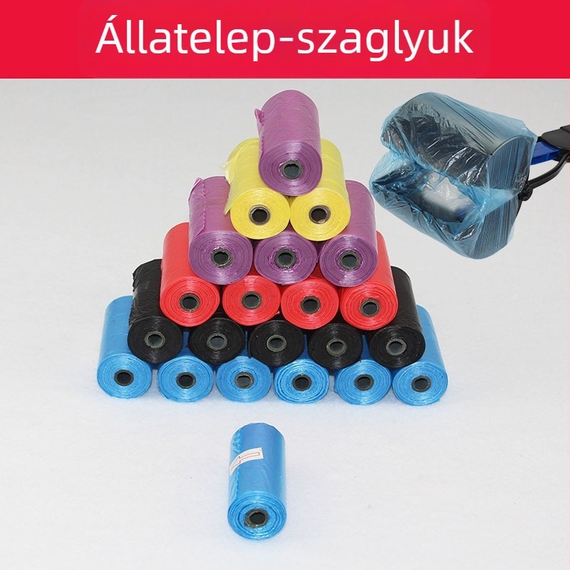Háziállat ürülék zacskók, PE anyag, lapos szájú kialakítás, univerzális macska- és kutyák számára, általános vastagság
