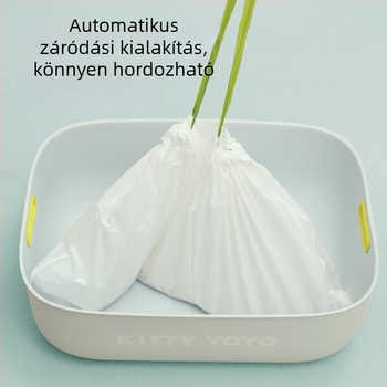 Egyszer használatos macskaalom-tál liner, kötős zsinórral, műanyag