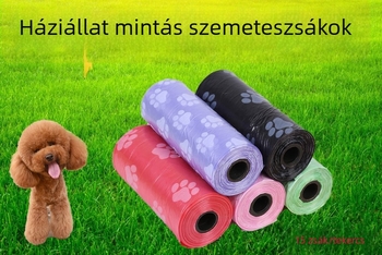 Háziállatürülék zacskó utántöltő adagolóhoz (macska és kutya), műanyag szemeteszsákok, mini tisztítózacskók