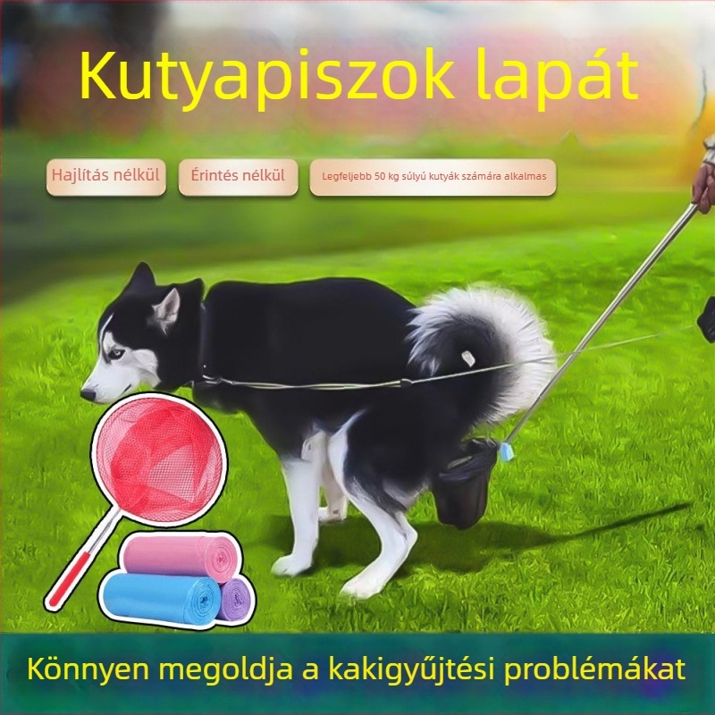 Fejlesztett modell: Hosszú nyélű kutyapiszok-gyűjtő és hordozható zacskó