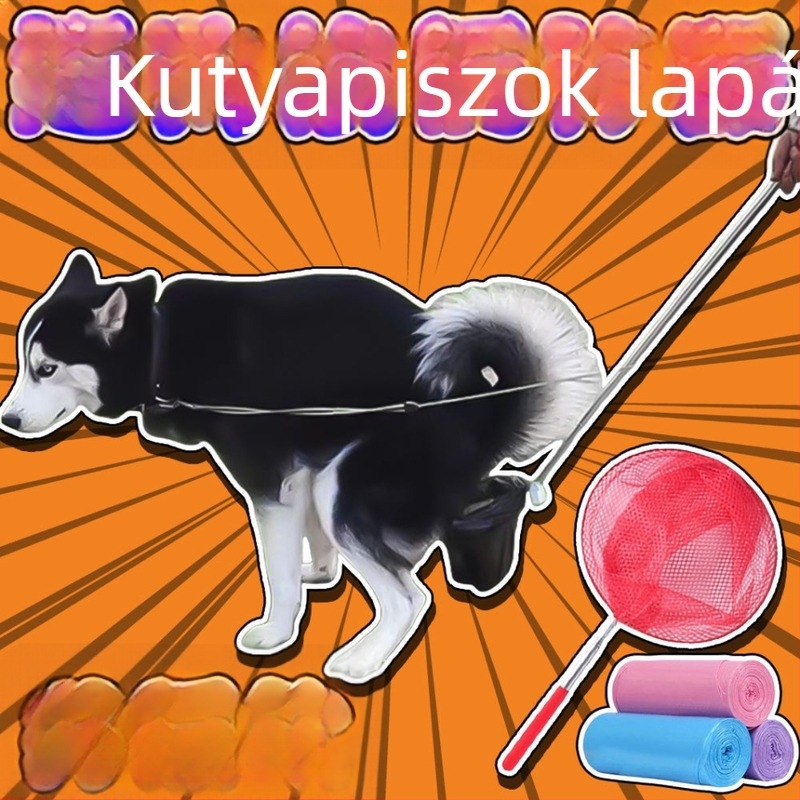 Fejlesztett modell: Hosszú nyélű kutyapiszok-gyűjtő és hordozható zacskó