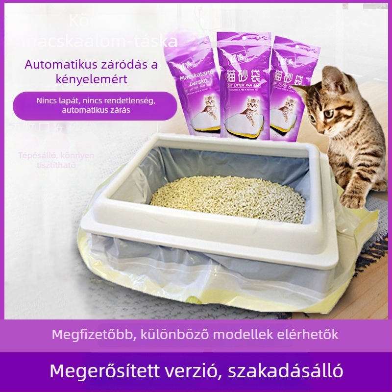 Macskaalomhoz való liner, egyszer használatos, vastag LDPE, kanál nélkül (Anyag: LDPE; Vastagság: Vastag; Használat: Macskaalom)