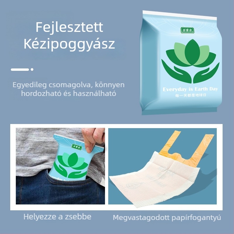 Kutyapisziszákok, kétszeres rétegű, egyszer használatos, sétáltatásokhoz, vastagított, vízoldható műanyag papírból