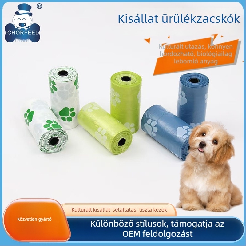 Biológiailag lebomló kisállatürülék-zacskók, környezetbarát, megerősített, hordozható dobozos készlet