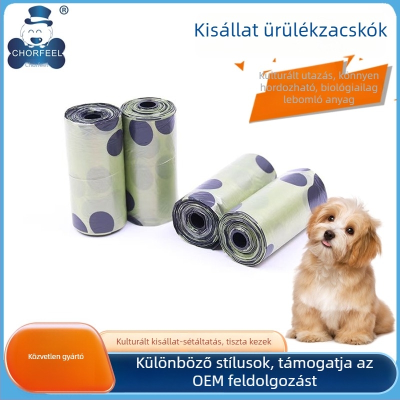 Biológiailag lebomló kisállatürülék-zacskók, környezetbarát, megerősített, hordozható dobozos készlet