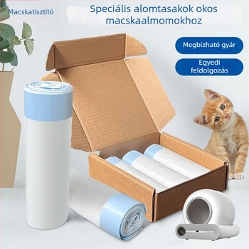 Hordozható, vastag macska WC zacskók húzózsinórral, szagmegkötő