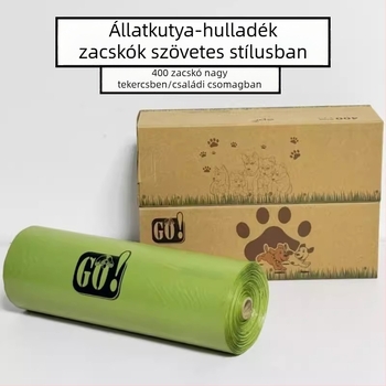 Egyszer használatos kutyaürülék zacskók folyamatos tekercsben, biológiailag lebomló, EPI+PE anyag, vastagított