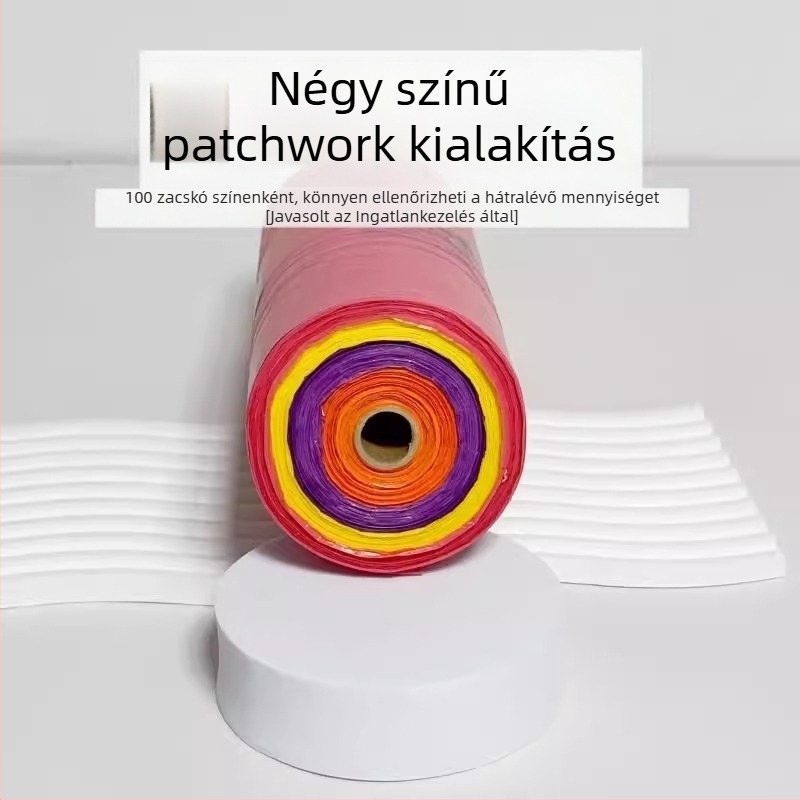 Egyszer használatos kutyaürülék zacskók folyamatos tekercsben, biológiailag lebomló, EPI+PE anyag, vastagított