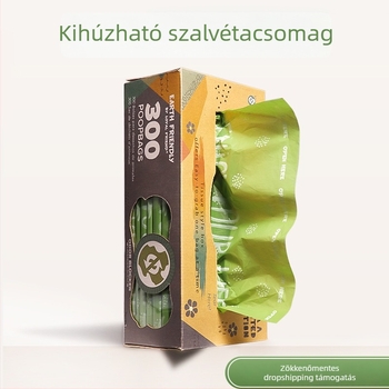 Biodegradable kutyapisak, sík szájú típus, megvastagított EPI+HDPE, 300 darab (magáncímke készítésére alkalmas)