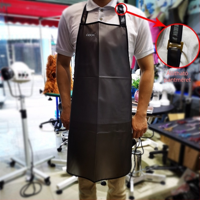 Vízálló kutyaápolási kötény fürdetéshez — PU anyag, bőrbarát, védi a ruhát a szőrszálaktól fürdetés közben