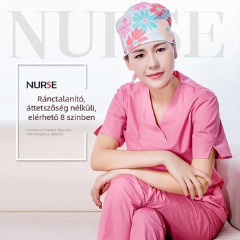 Unisex orvosi scrubs felső, rövid ujjú, V-nyakú, nedvességelvezető, poliészter-pamut 65%