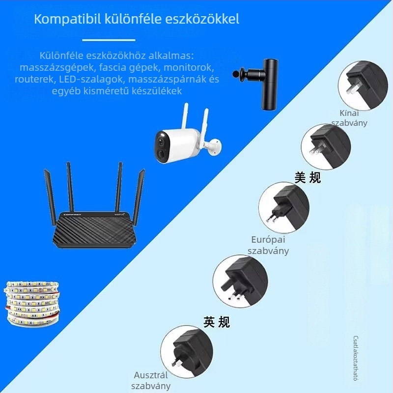 Gransheng GLS-24 tápegység gumírozott burkolattal, bemenet 12V 2A, kimenetek 24V/5V/9V (10W/12W/18W/24W)