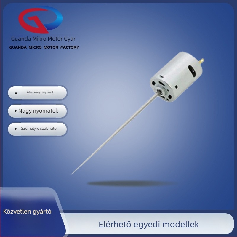 R385 Mikromotor – DC szénkefes motor, hosszú tengellyel, 36V max, humidifierhez és arctisztító eszközhöz, vibrációs motor