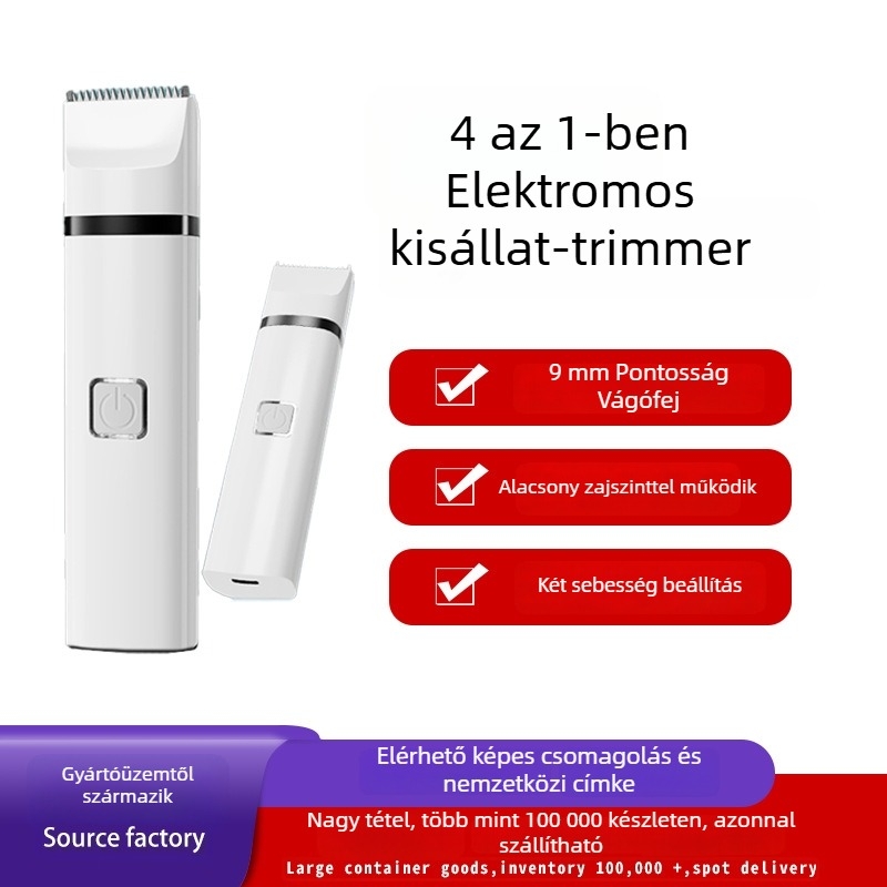 Huashi csendes elektromos nyíró kutyák és macskák számára – ABS test, lábszőr vágó, 130,7–196,2 g