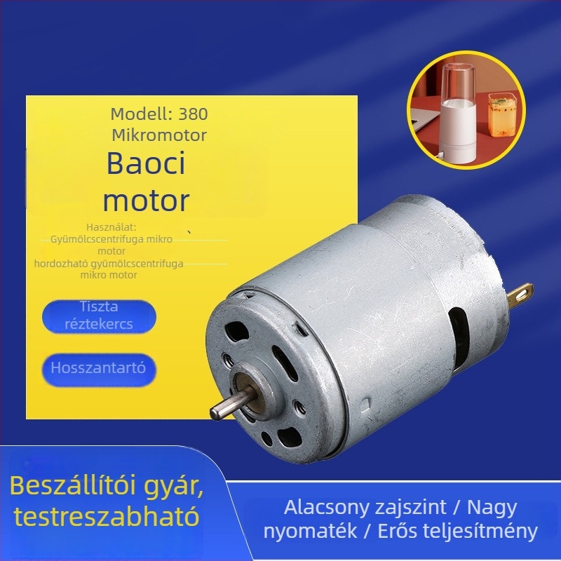 DC mikromotor kefés, játékokhoz és kis készülékekhez, feszültség 36V alatt, hatékonyság 65,3%