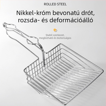 Nagy méretű fém macskaalomkanál finom lyukakkal, rozsdamentes acélból