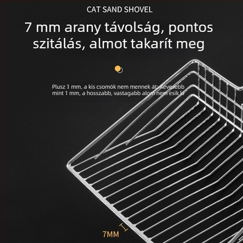 Nagy méretű fém macskaalomkanál finom lyukakkal, rozsdamentes acélból