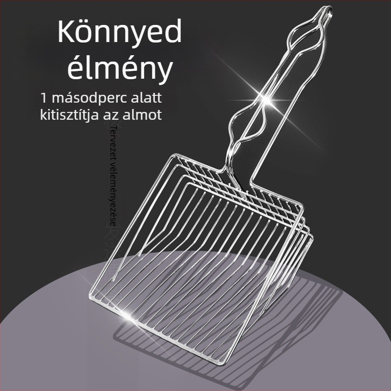 Nagy méretű fém macskaalomkanál finom lyukakkal, rozsdamentes acélból