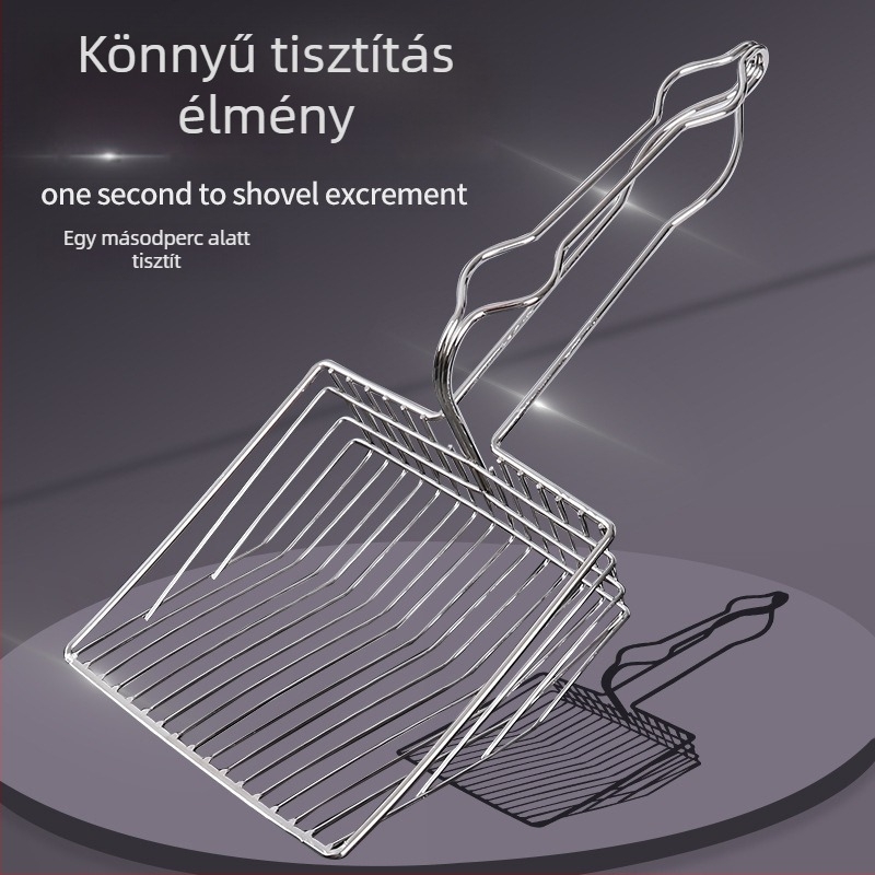 Fém macskaalom lapát, korrózálló, akasztóval, Pet Baihui márka, 0,16 kg
