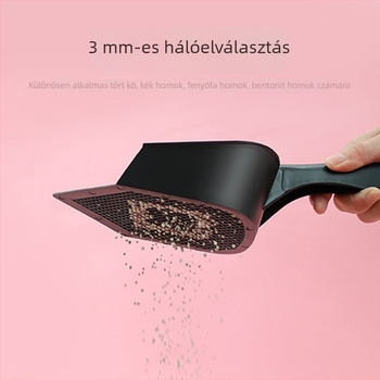 Macskaalom-kanál hosszú nyéllel, 3 mm finom lyukakkal, műanyag