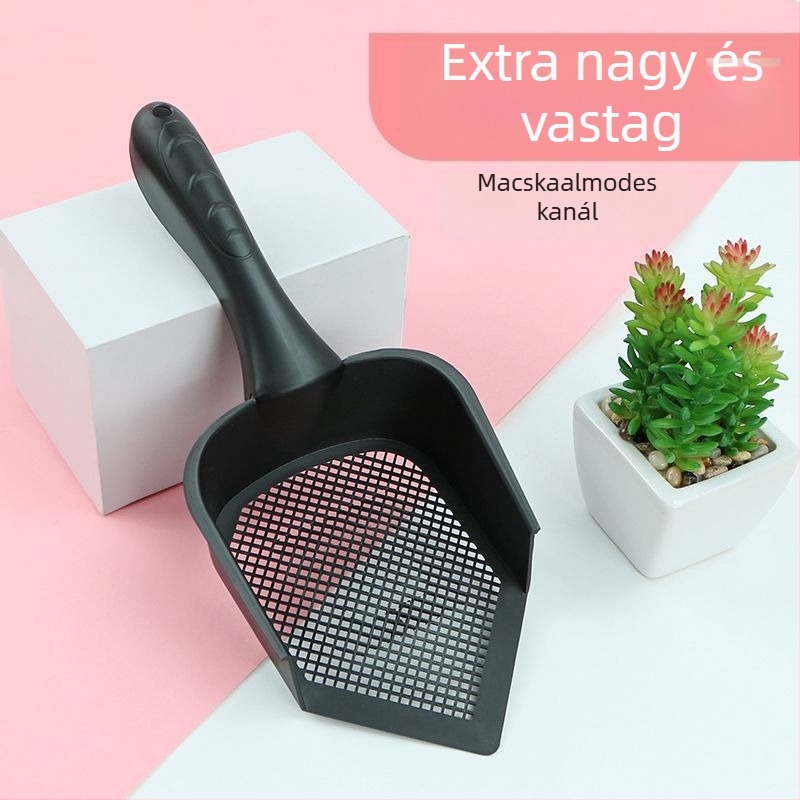 Macskaalom-kanál hosszú nyéllel, 3 mm finom lyukakkal, műanyag