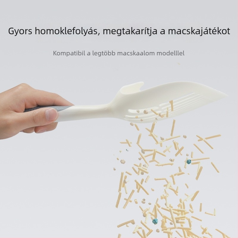 Macskaalom lapát fin lyukakkal, hosszú nyéllel, műanyagból, praktikus tárolás