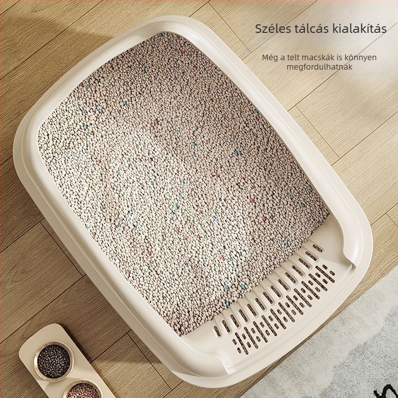 Macskaalom lapát fin lyukakkal, hosszú nyéllel, műanyagból, praktikus tárolás