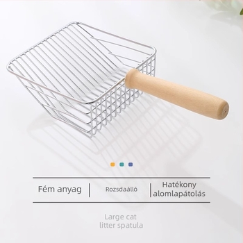 Rozsdamentes acél macskaalom lapát hosszú nyéllel, vastagított kivitel, 2 az 1-ben
