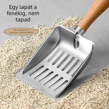 Rozsdamentes acél macskaalom-szedő, nagy méretű, kifejezetten tofu-alomhoz, finom lyukakkal