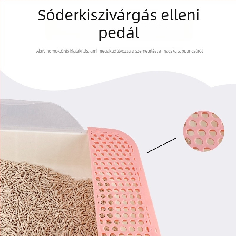 Félig zárt macskaalom-doboz tisztítókanállal, ABS műanyag, Meow Meaning márka, 1 kg