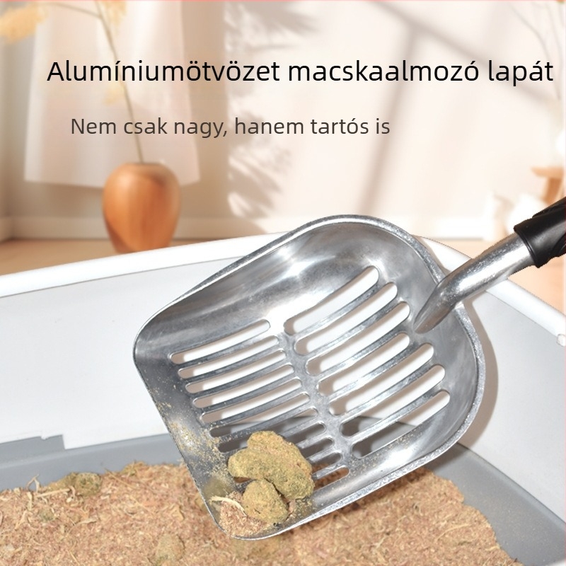 Fém macskaalomlapát nyelettel, alumínium ötvözetből, tartós háziállat eszköz