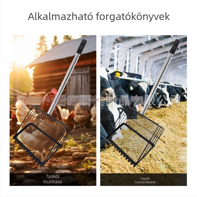 Hosszú nyeletű rozsdamentes acél macskaalom lapát, 25 cm