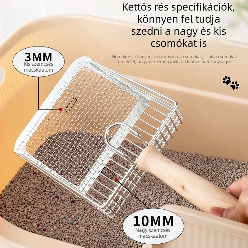 Minden egyben macskaalom lapát beépített szeparációs képernyővel, felnőtt macskáknak, hordozható