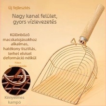 5. generációs macskaalom lapát fém kampóval és fa nyéllel, univerzális tofu- és bentonit alomhoz, Honghai márka