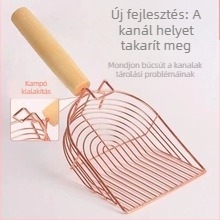 5. generációs macskaalom lapát fém kampóval és fa nyéllel, univerzális tofu- és bentonit alomhoz, Honghai márka