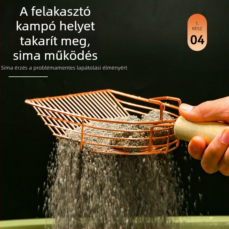 5. generációs fém macskaalom-kanál, nagy méretű, finom lyukakkal – a kilöttyenés csökkentésére